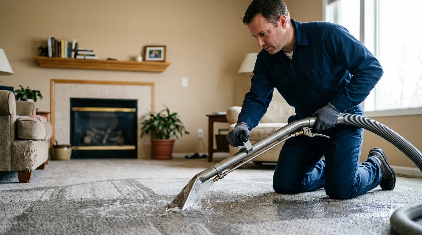 Water damage restoration technician working near Mount Judea, AR